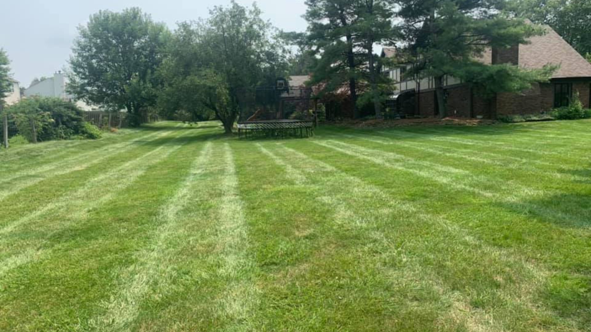 Green lawn with stripe patterns in Williams Creek, IN.