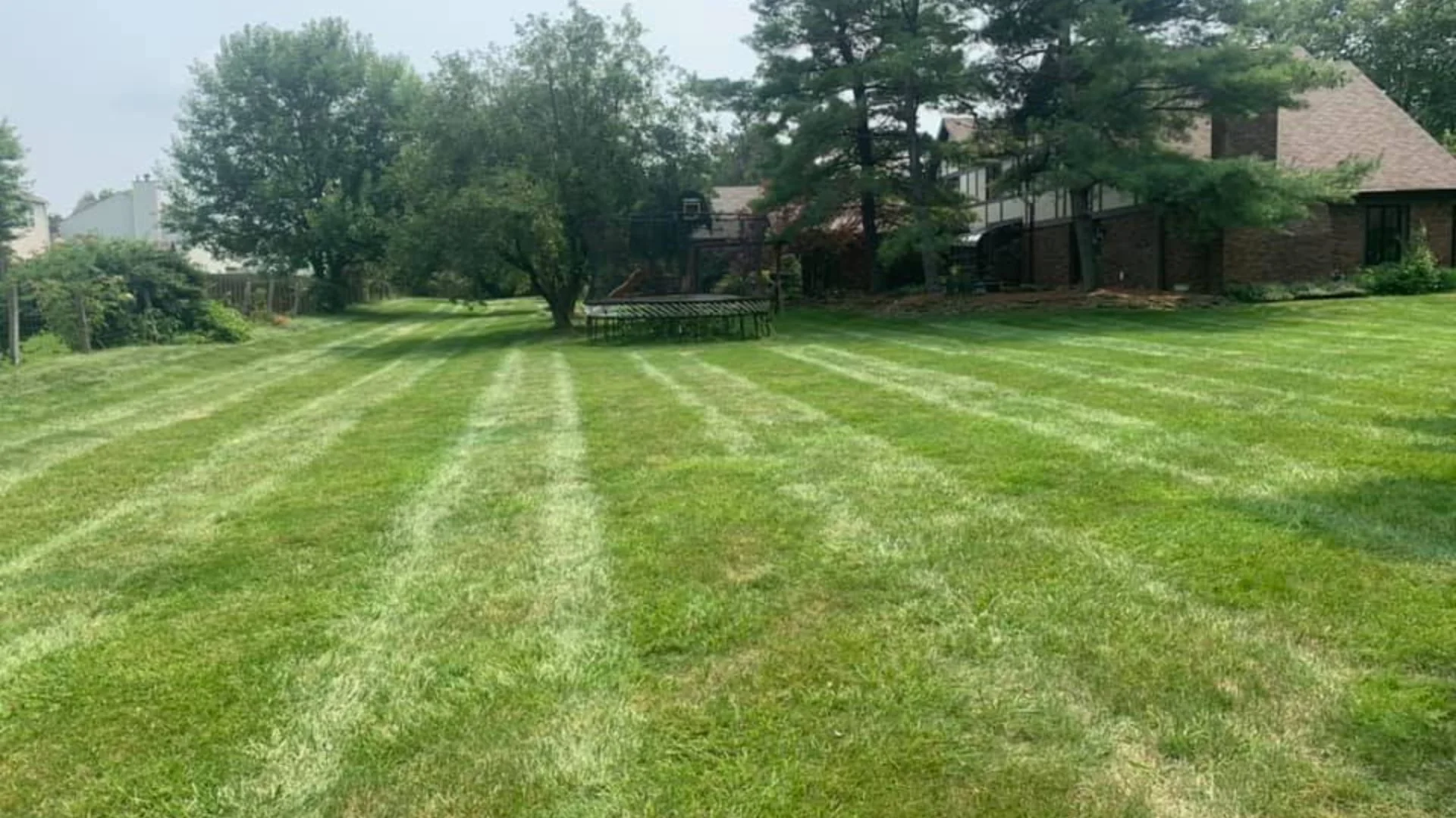 Green lawn with stripe patterns in Williams Creek, IN.